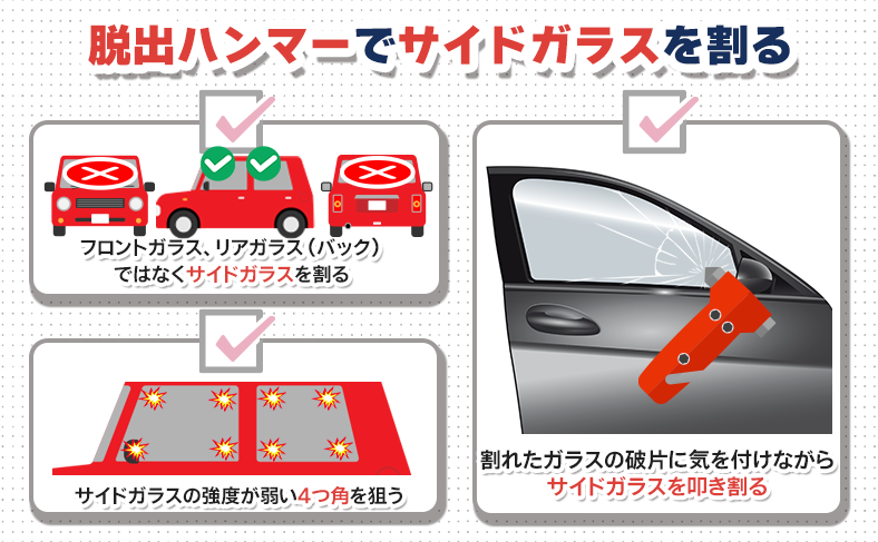 サイドガラスを割る方法と注意点
