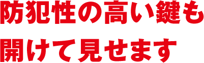 防犯性の高い鍵も開けて見せます